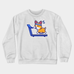 Exhausted Corgi Running On The Treadmill Crewneck Sweatshirt